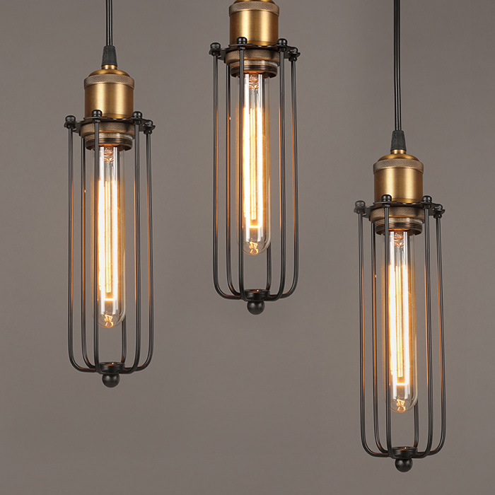 Vintage Industrial Pendant Light | Black Metal Cage Design & Cozy Kitchen Pendant Lighting 3