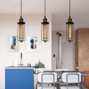 Vintage Industrial Pendant Light | Black Metal Cage Design & Cozy Kitchen Pendant Lighting 4