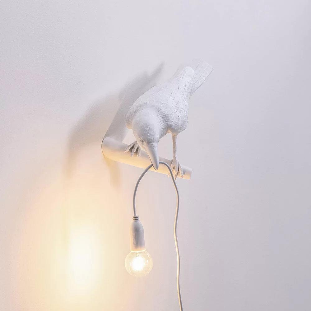 Whimsical Bird Wall Light | Unique Resin Wall Lamp & Adjustable Height 7