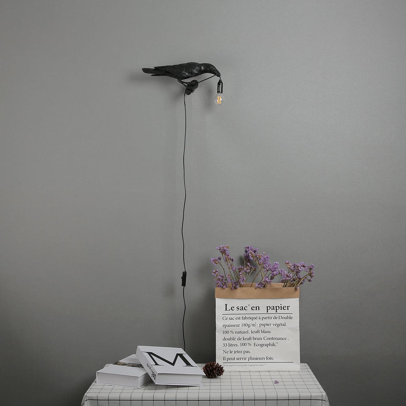 Whimsical Bird Wall Light | Unique Resin Wall Lamp & Adjustable Height 8