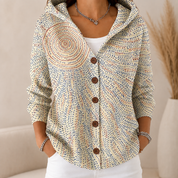 Women's Floral Patterned Hooded Sweater Button Front | Casual Wear