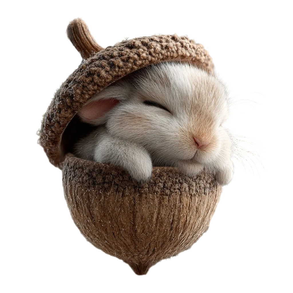 Acorn Animal Figurines Cute Sleeping Bunny Bird Decor - Image 1