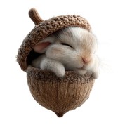 Acorn Animal Figurines Cute Sleeping Bunny Bird Decor - Image 1
