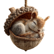 Acorn Animal Figurines Cute Sleeping Bunny Bird Decor - Image 3