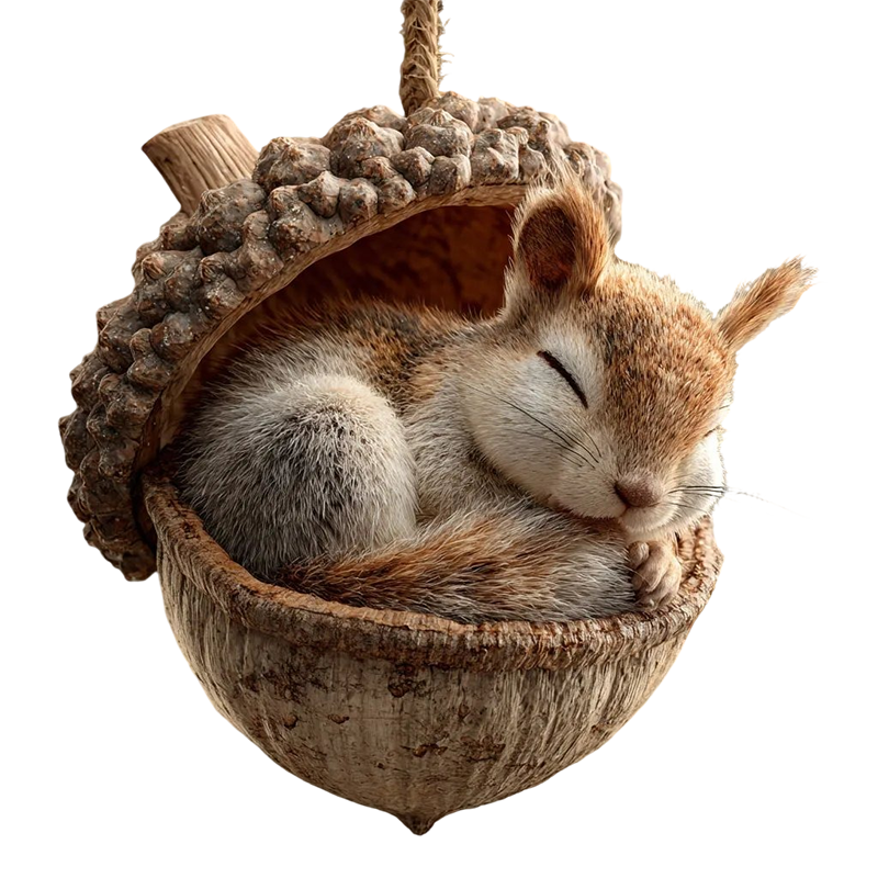 Acorn Animal Figurines Cute Sleeping Bunny Bird Decor - Image 3