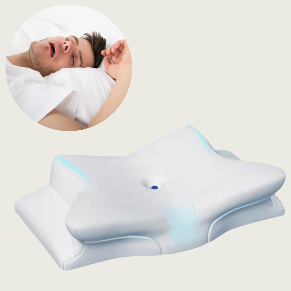 Anti-Snore Pillow Neck Support Ergonomic Sleep Aid White - Image 1