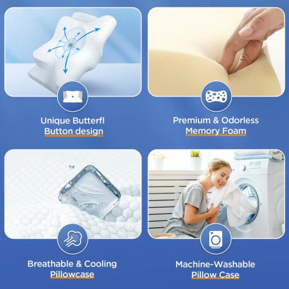 Anti-Snore Pillow Neck Support Ergonomic Sleep Aid White - Image 12
