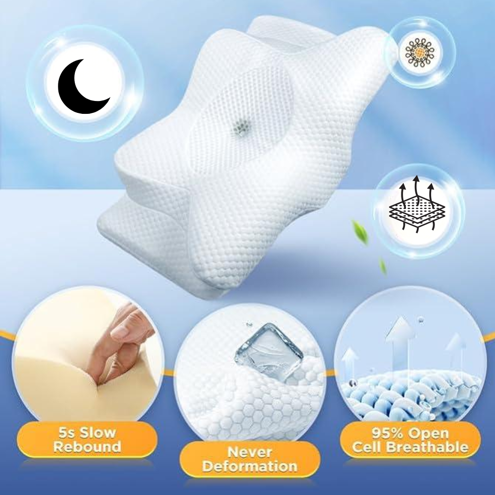 Anti-Snore Pillow Neck Support Ergonomic Sleep Aid White - Image 13