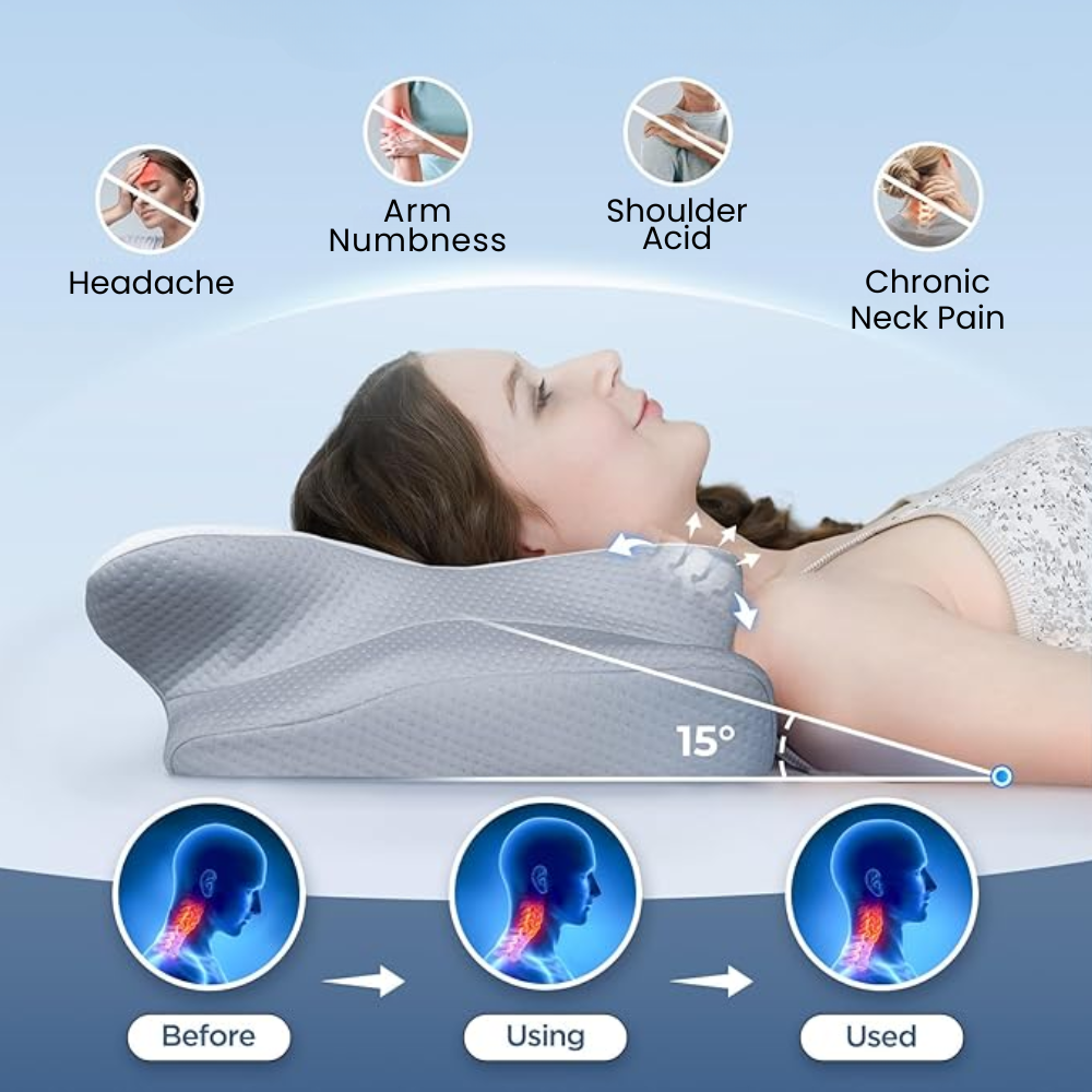 Anti-Snore Pillow Neck Support Ergonomic Sleep Aid White - Image 9
