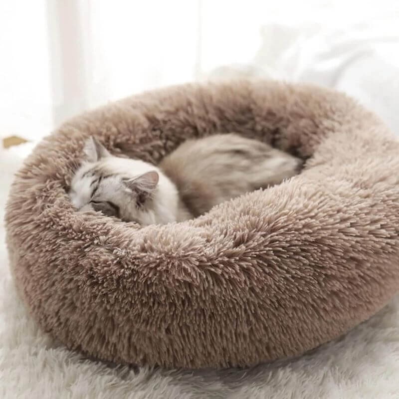 Anxiety Relieving Cat Bed Soft Plush Round Pet Bed Comfort - Image 5