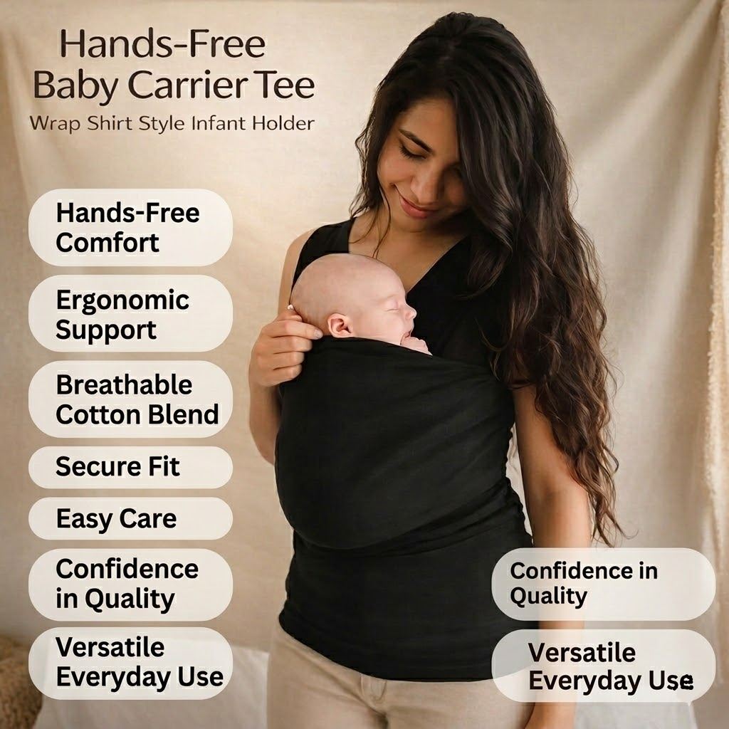 Baby Carrier T-Shirt Hands-Free Infant Holding Comfortable Wrap Style - Image 4