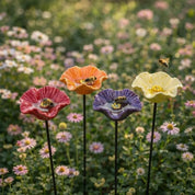 Bee Watering Flowers Handmade Weatherproof Ceramic Garden Decor - Image 6