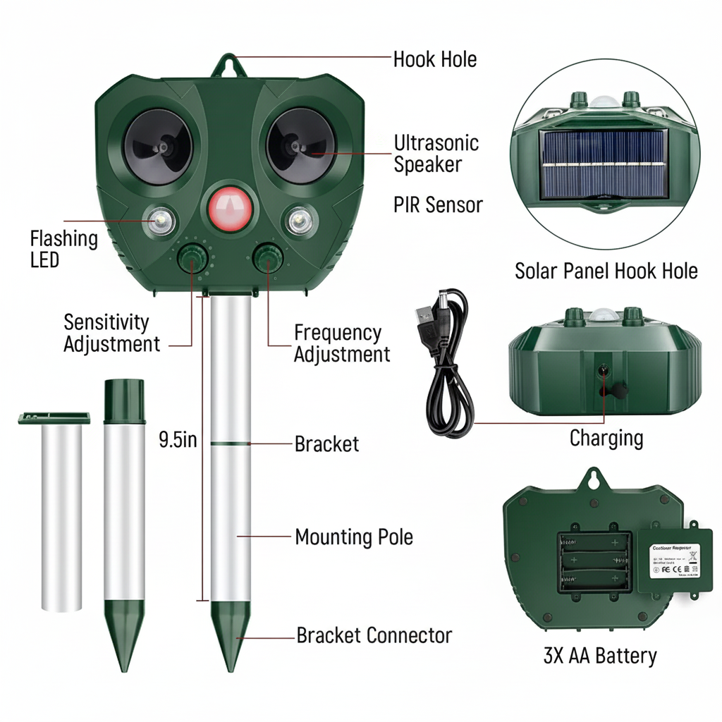 Bird Repeller Pest Control Gardens Ultrasonic Device - Image 9