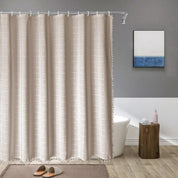 Bohemian Linen Shower Curtain Tassels Stylish Bathrooms - Image 2