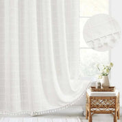 Bohemian Linen Shower Curtain Tassels Stylish Bathrooms - Image 5