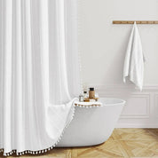 Bohemian Linen Shower Curtain Tassels Stylish Bathrooms - Image 7