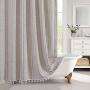 Bohemian Linen Shower Curtain Tassels Stylish Bathrooms - Image 9