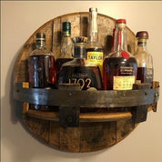 Bourbon Barrel Wall Shelf Rustic Wood Bar Decor Home Use - Image 1