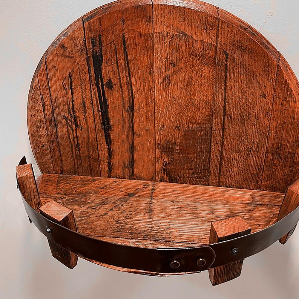 Bourbon Barrel Wall Shelf Rustic Wood Bar Decor Home Use - Image 3