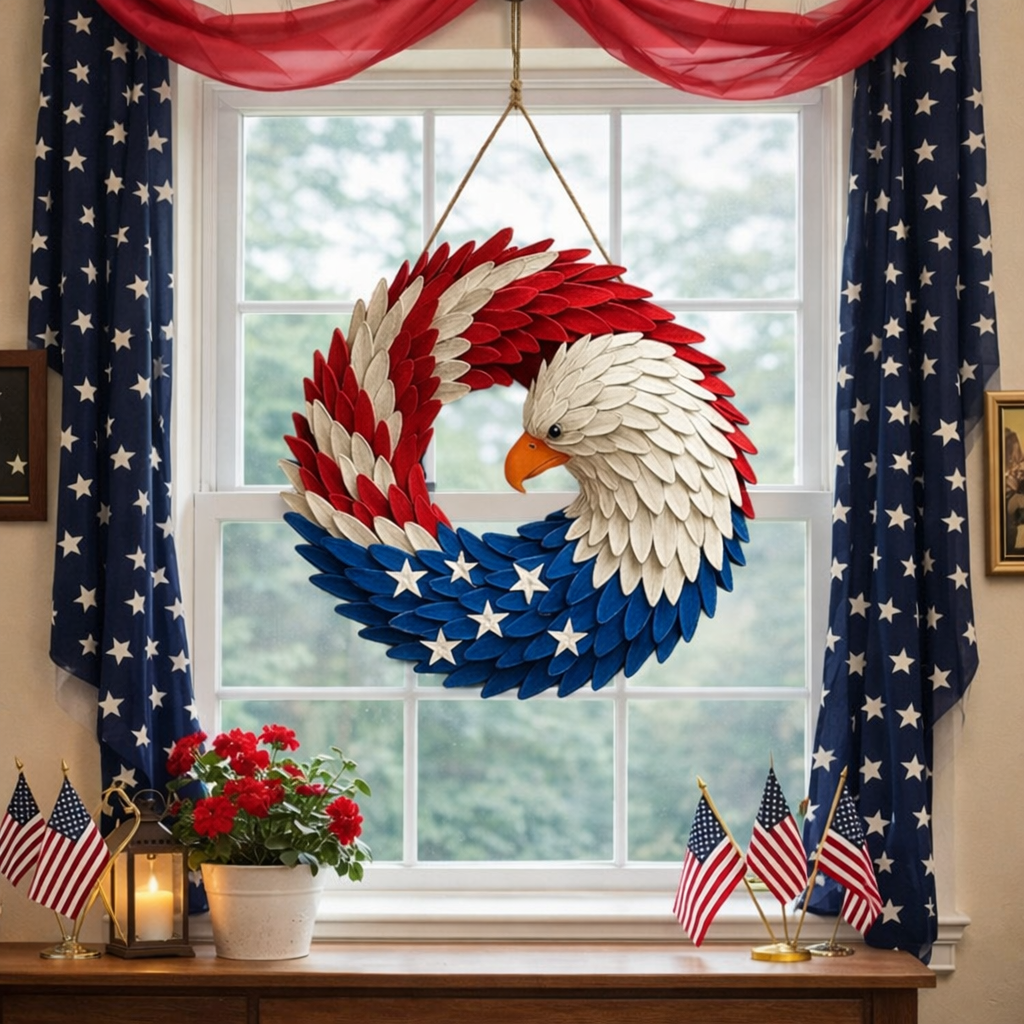 Boxwood Wreath Eagle Wall Art Patriotic Decor Eagle Wreath - Image 2