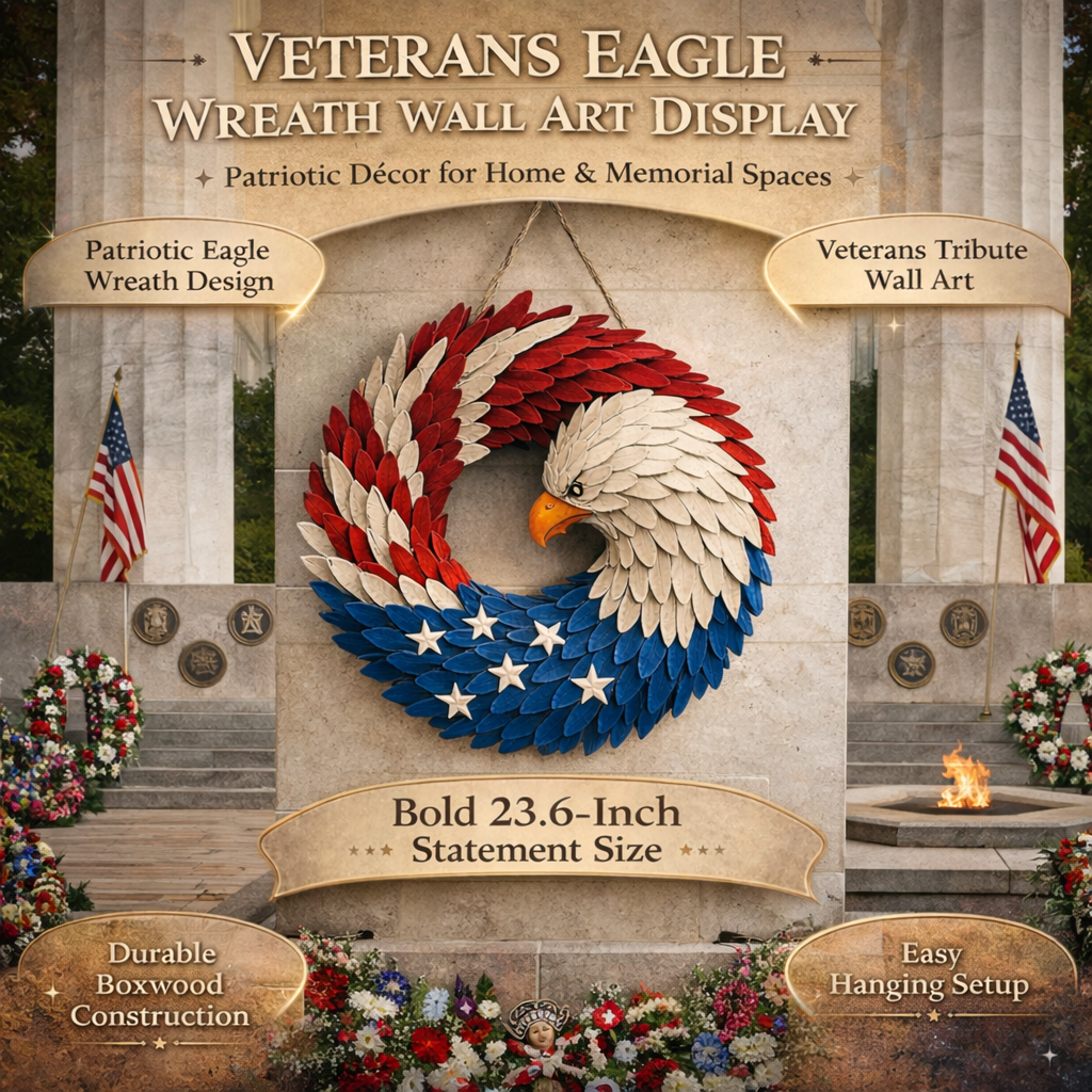 Boxwood Wreath Eagle Wall Art Patriotic Decor Eagle Wreath - Image 3
