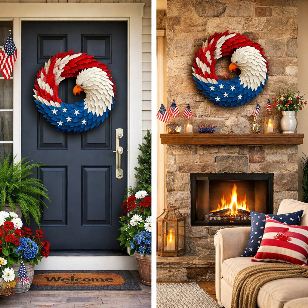 Boxwood Wreath Eagle Wall Art Patriotic Decor Eagle Wreath - Image 5