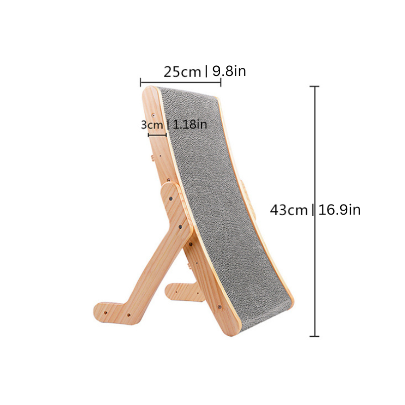 Cat Scratching Ramp Natural Wood Base Play and Relaxation - Image 2