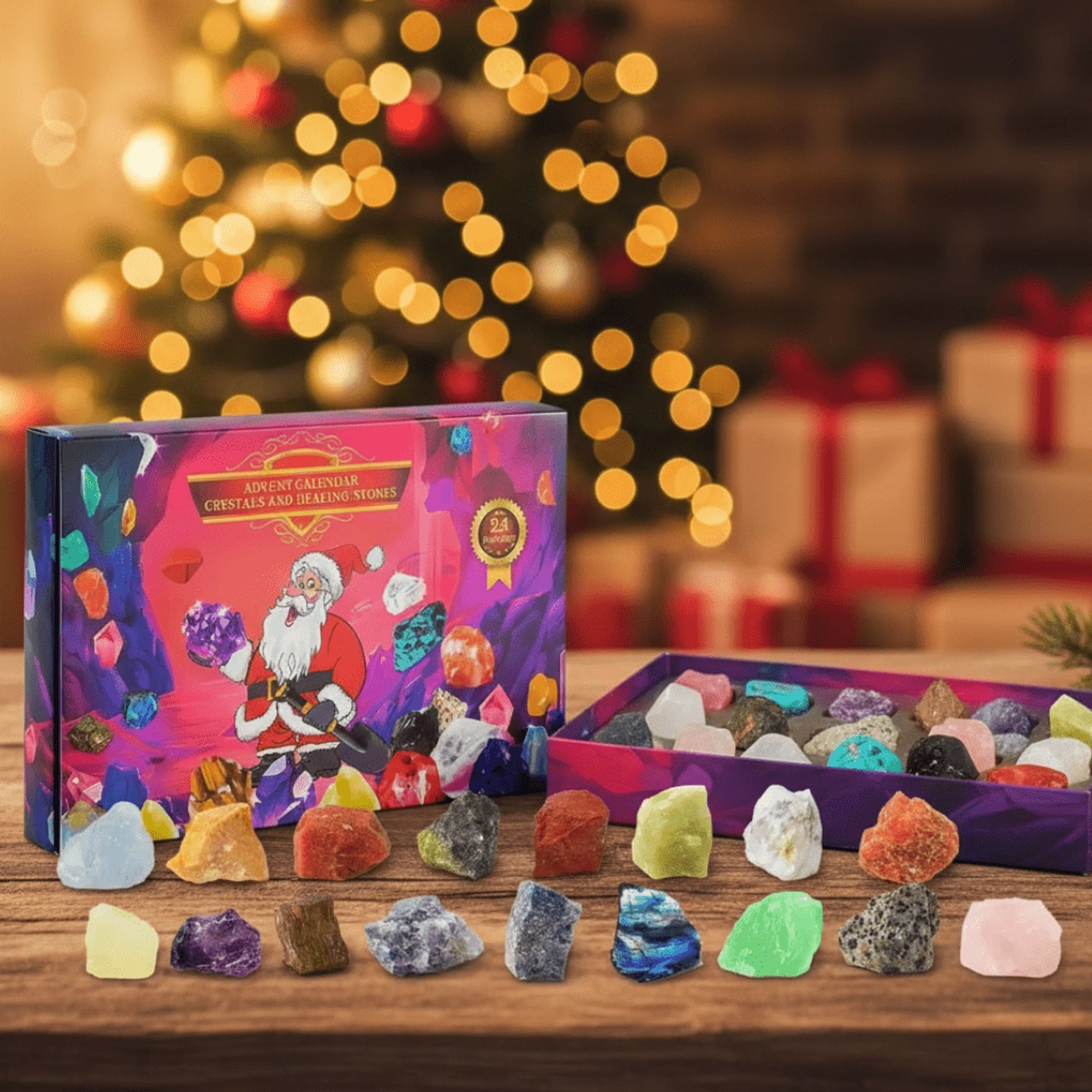 Christmas Advent Calendar 24 Natural Crystals and Stones - Image 1
