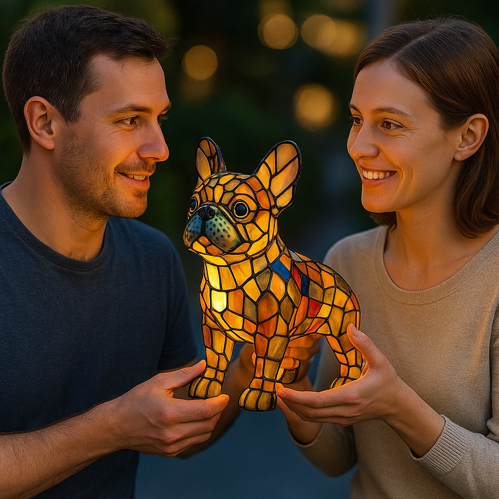 Colorful Stained Glass Dog Lamp Home Decor and Night Lighting - Image 2