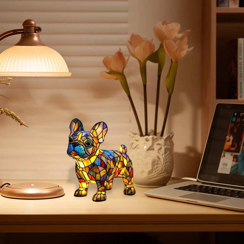 Colorful Stained Glass Dog Lamp Home Decor and Night Lighting - Image 4