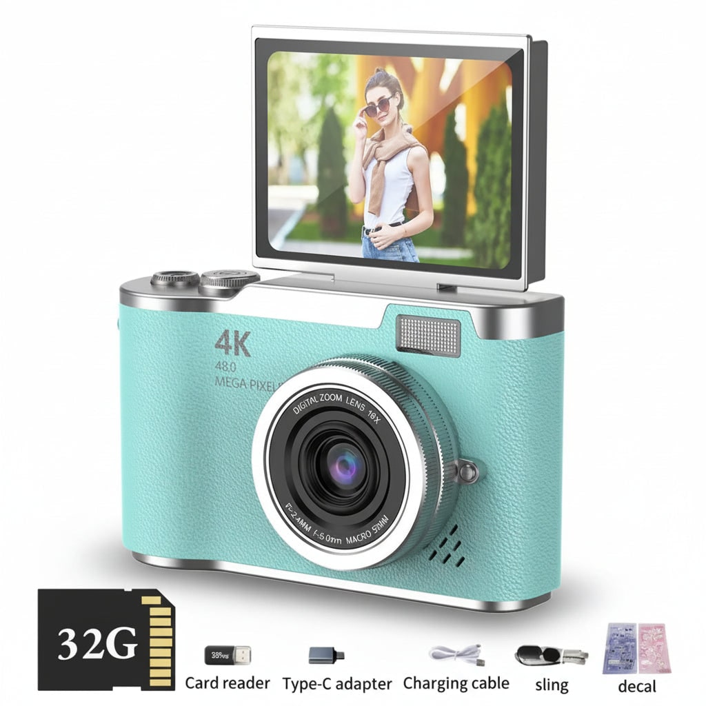 Compact Digital Camera Rechargeable Battery Flip Screen - Image 4