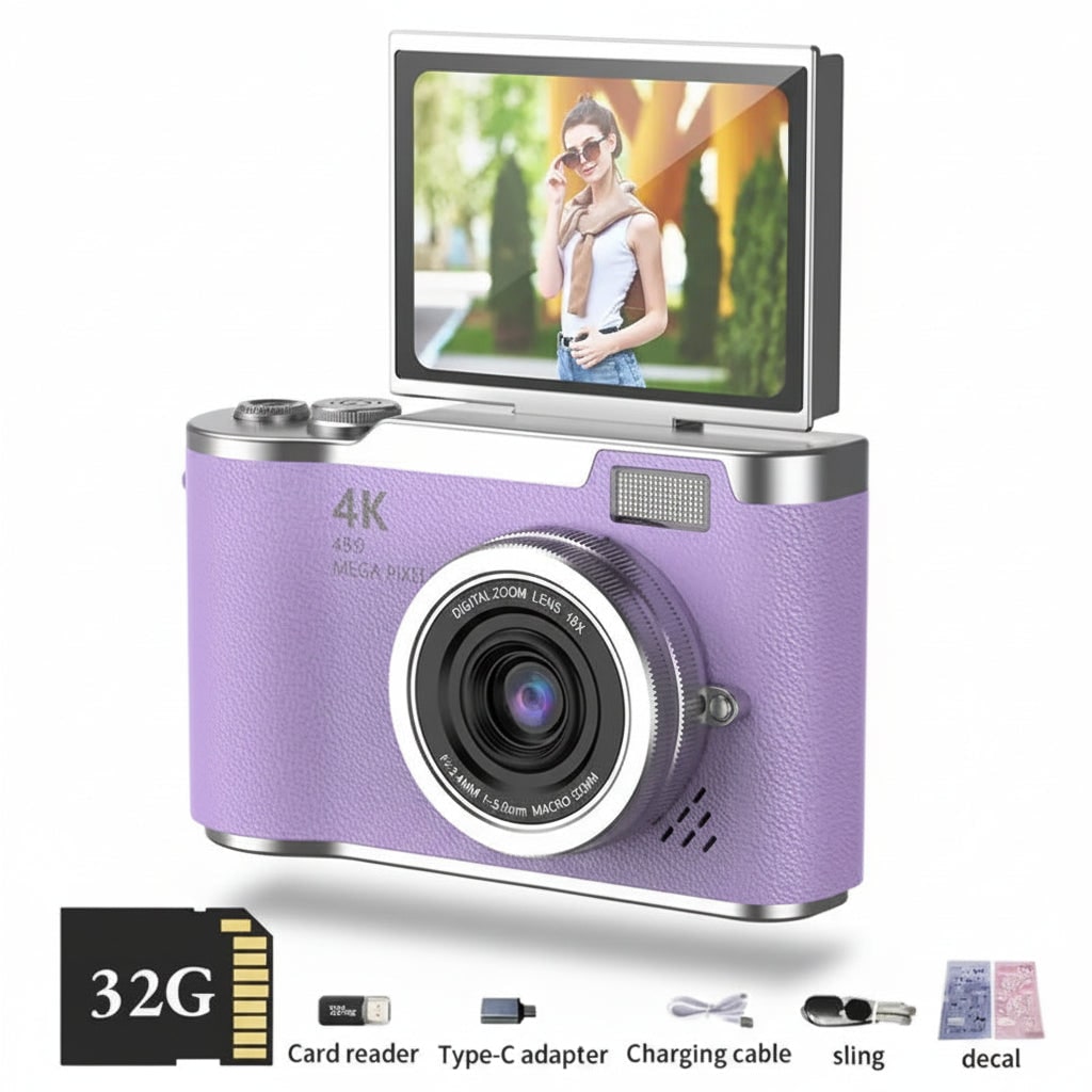 Compact Digital Camera Rechargeable Battery Flip Screen - Image 5