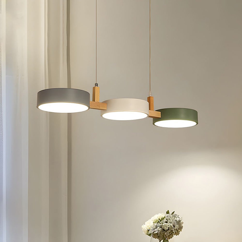 Contemporary Pendant Metal Cylinder Shades Dining Room - Image 1