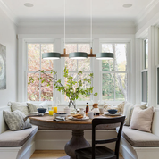 Contemporary Pendant Metal Cylinder Shades Dining Room - Image 13