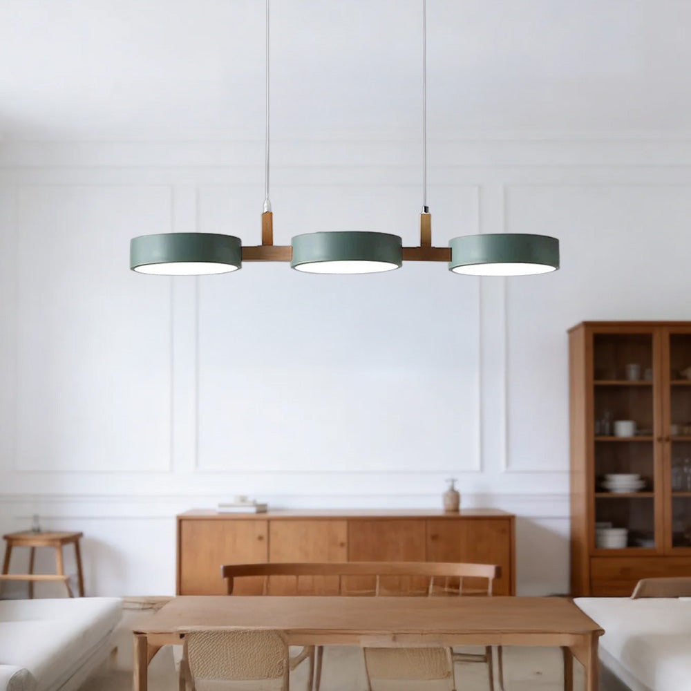Contemporary Pendant Metal Cylinder Shades Dining Room - Image 15