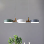 Contemporary Pendant Metal Cylinder Shades Dining Room - Image 2