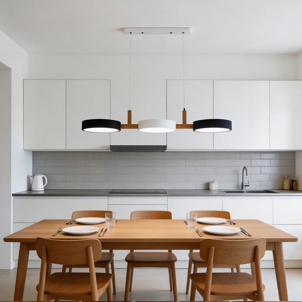Contemporary Pendant Metal Cylinder Shades Dining Room - Image 23
