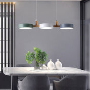 Contemporary Pendant Metal Cylinder Shades Dining Room - Image 3