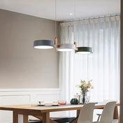 Contemporary Pendant Metal Cylinder Shades Dining Room - Image 5