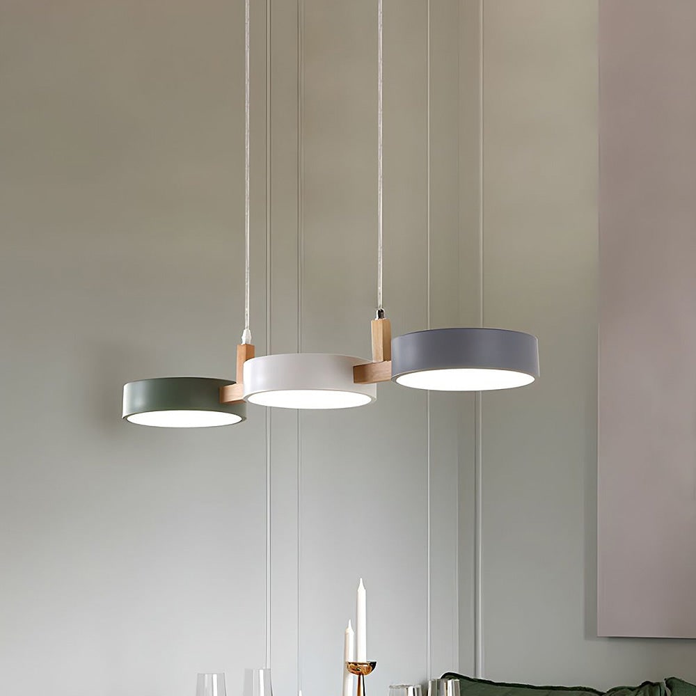 Contemporary Pendant Metal Cylinder Shades Dining Room - Image 6