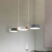 Contemporary Pendant Metal Cylinder Shades Dining Room - Image 6