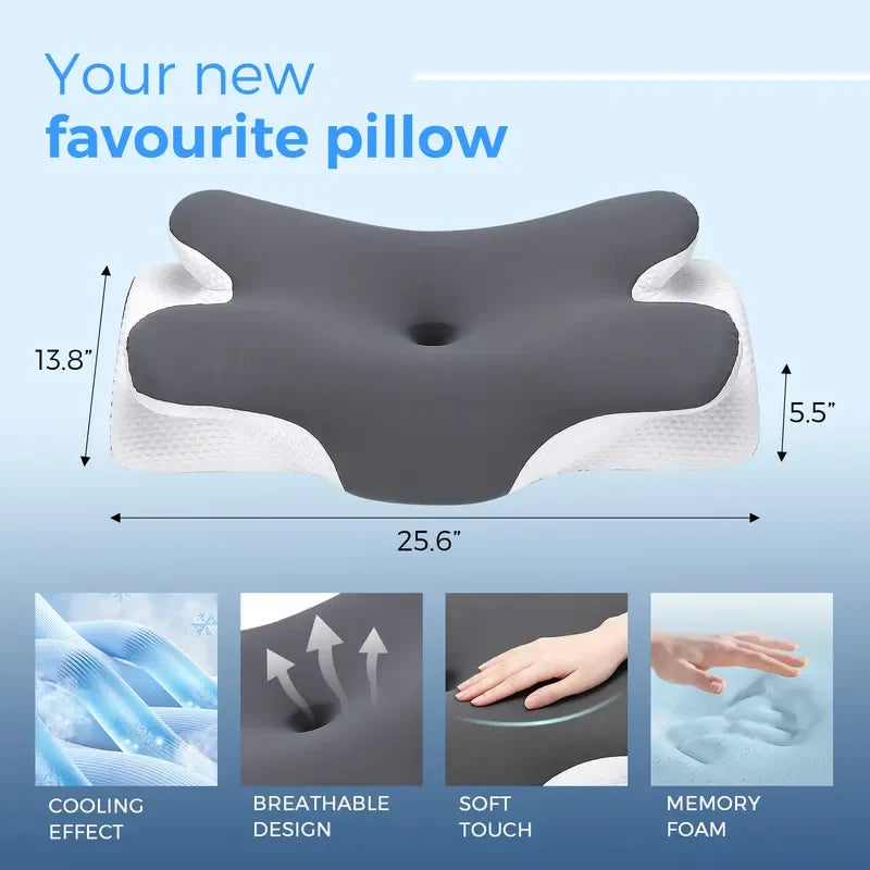 Cooling Memory Foam Neck Pillow Ergonomic Cervical Support - Image 8