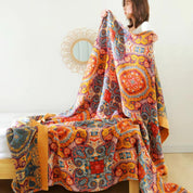 Cotton Blanket Woven Throw Boho Reversible 100% Cotton Sunrise - Image 1