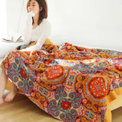 Cotton Blanket Woven Throw Boho Reversible 100% Cotton Sunrise - Image 7