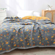 Cotton Throw Blanket Ginkgo Leaf Design Cozy Living Spaces - Image 1