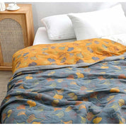 Cotton Throw Blanket Ginkgo Leaf Design Cozy Living Spaces - Image 2