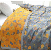 Cotton Throw Blanket Ginkgo Leaf Design Cozy Living Spaces - Image 4