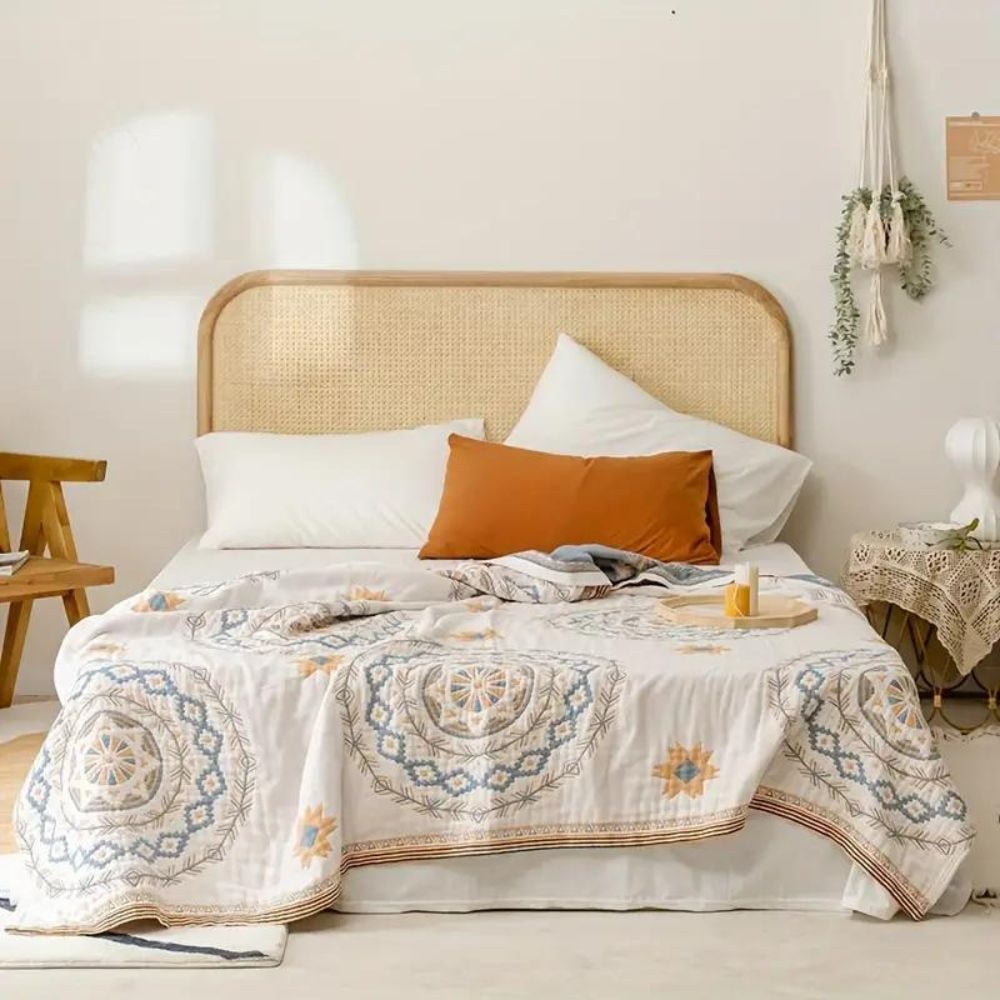 Cotton Throw Blanket Serene Mandala Design Cozy Living - Image 1