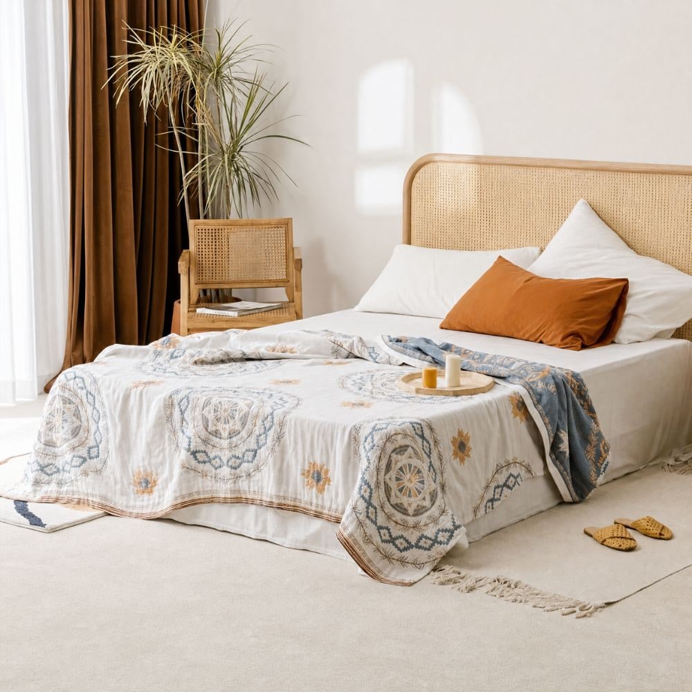 Cotton Throw Blanket Serene Mandala Design Cozy Living - Image 2