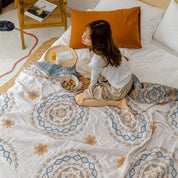 Cotton Throw Blanket Serene Mandala Design Cozy Living - Image 5